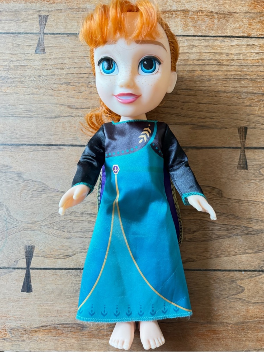 Disney Frozen Anna Doll 13” Toddler Doll Red Hair Blue Dress Cape Princess Toy